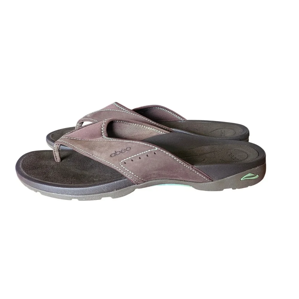 Abeo Balboa Orthotic Thong Sandals Women's 9.5 Brown Comfort Walking Flip Flops